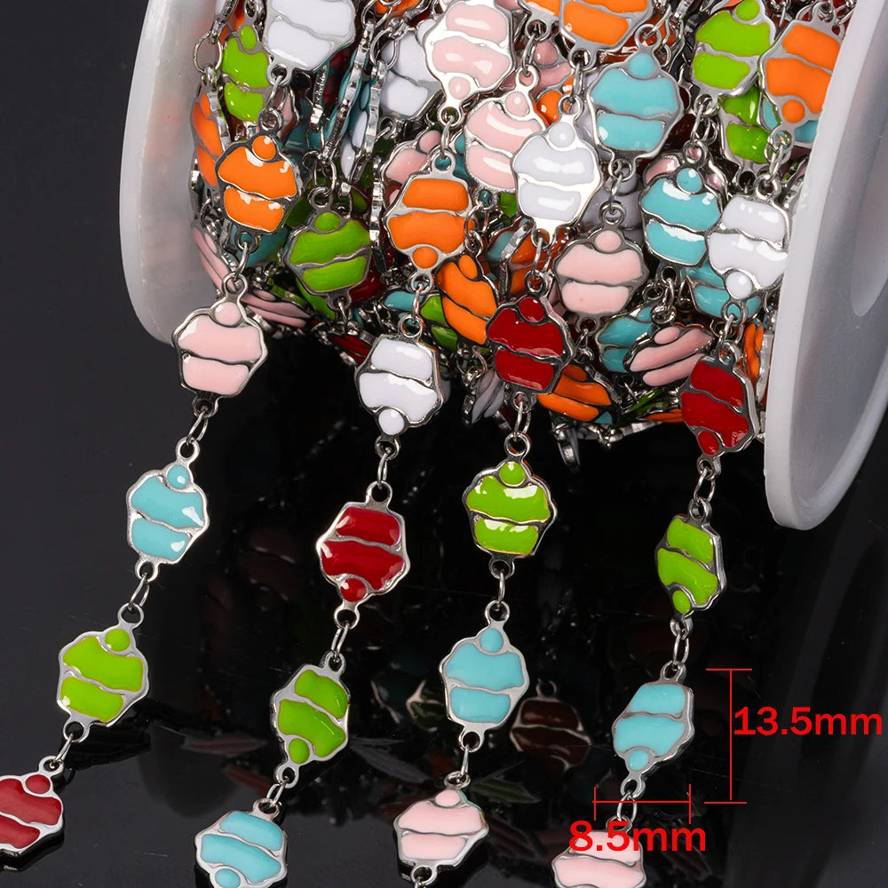 1Meter Stainless Steels Enamel Fish Crab Dolphin Ocean Animal Chains DIY Necklaces Bracelets Jewelry Making Accessorie Wholesale