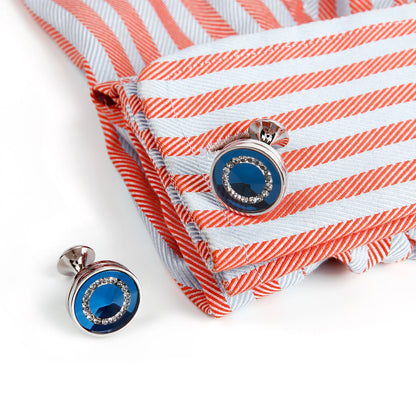 Cufflinks for Men TOMYE XK21S045 Luxury Crystal High Quality French Round Black Blue Formal Dress Shirt Wedding Cuff Links Gifts