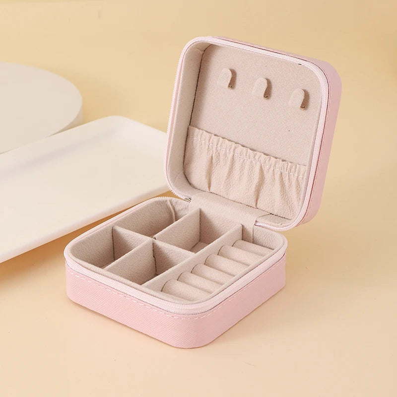 Simple Jewelry Box Wholesale Travel Portable Ring Necklace Earrings Studs Earrings Storage Box Jewelry Organizer
