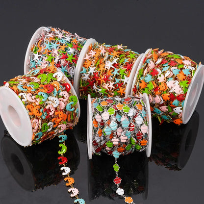 1Meter Stainless Steels Enamel Fish Crab Dolphin Ocean Animal Chains DIY Necklaces Bracelets Jewelry Making Accessorie Wholesale
