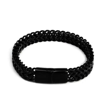 Explosive Hip Hop Stainless Steel Front and Back Men's Simple Bully Punk Bracelet