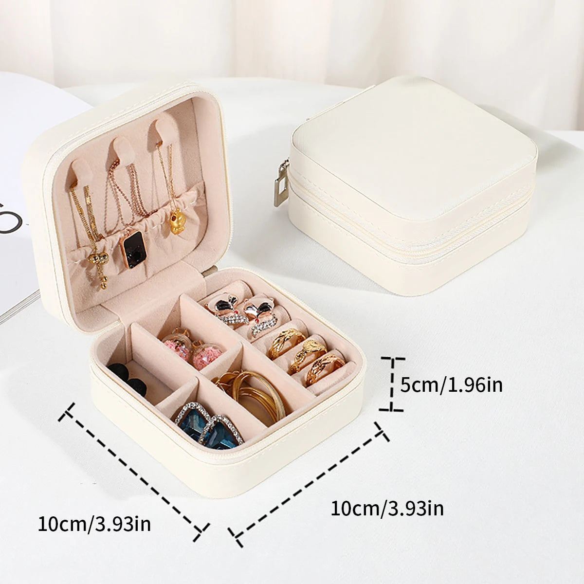PU Leather Jewelry Mini Storage Box Travel Home Bracelet Earrings Storage Display Case For Women Ring Jewelry Portable Organizer