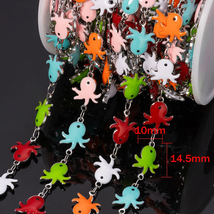 1Meter Stainless Steels Enamel Fish Crab Dolphin Ocean Animal Chains DIY Necklaces Bracelets Jewelry Making Accessorie Wholesale