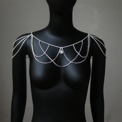Elegant and Fashionable Crystal Rhinestone Shoulder Chain Wedding Banquet Body Chain Delicate and Beautiful Women's Jewelry
