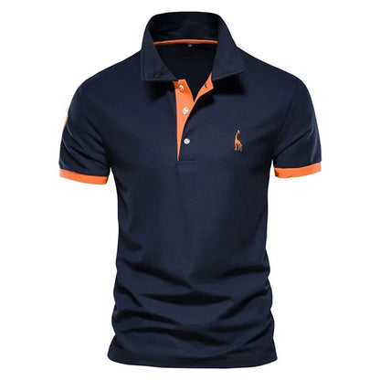 Dropshipping Polo Giraffe Shirt Men Quality Embroidery Summer Short Sleeve Polo Casual Business Social Mens Polos BR Size
