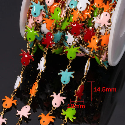1Meter Stainless Steels Enamel Fish Crab Dolphin Ocean Animal Chains DIY Necklaces Bracelets Jewelry Making Accessorie Wholesale