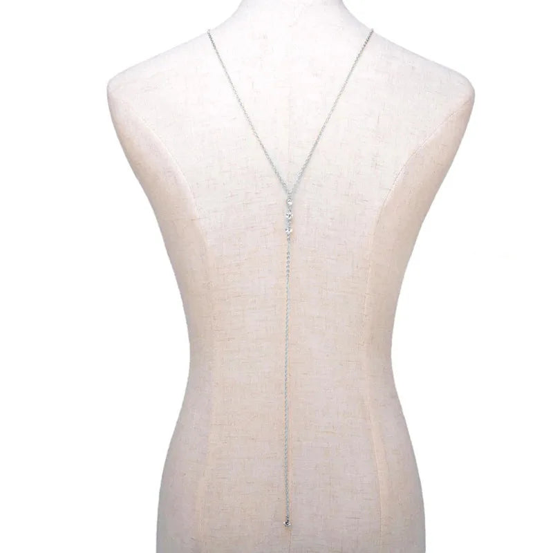 Fashion Sexy 2025 Back Drop Chain Necklaces For Women Elegant Long Crystal Wedding Accessories Backless Chain Beach Jewelry Gift